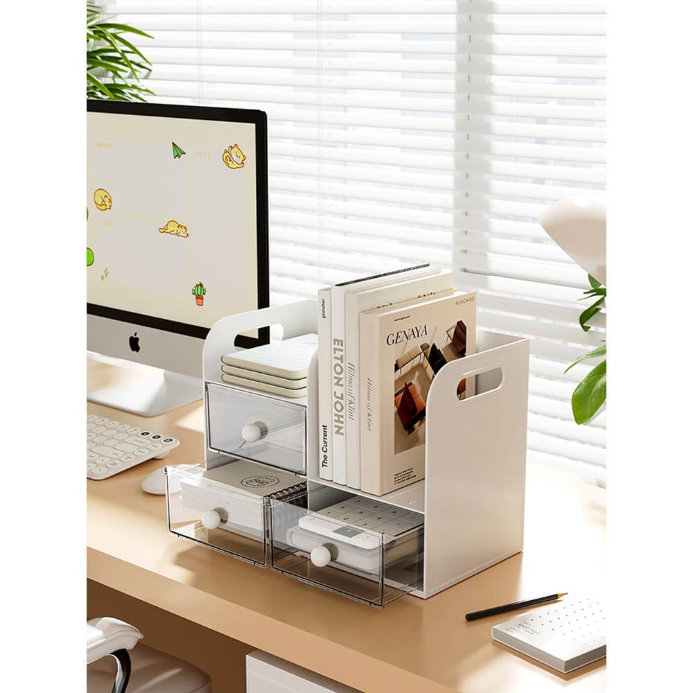 Organizador de mesa para computador Caixa Gaveta Caixa de armazenamento de mesa Organizador de livros didáticos para est