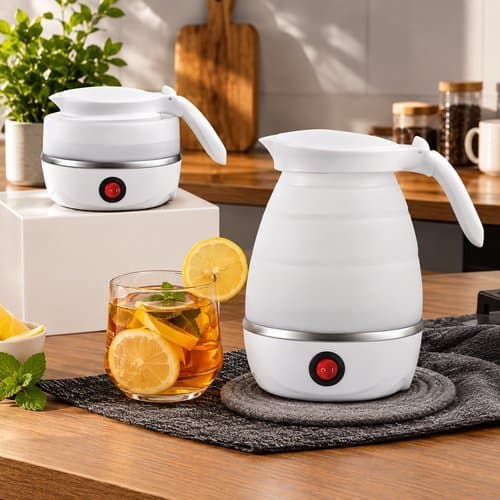 Chaleira Eletrica Portatil Dobravem 600ml Aquecimento Rapido Compacta Branca