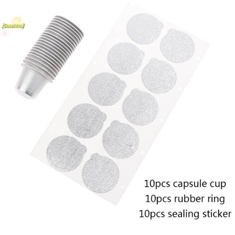 [Sunshine] 10 Pçs/set Cápsulas De Café Reutilizáveis Vagens Descartáveis Cápsula Vazia De Folha De Alumínio Com Tampas C