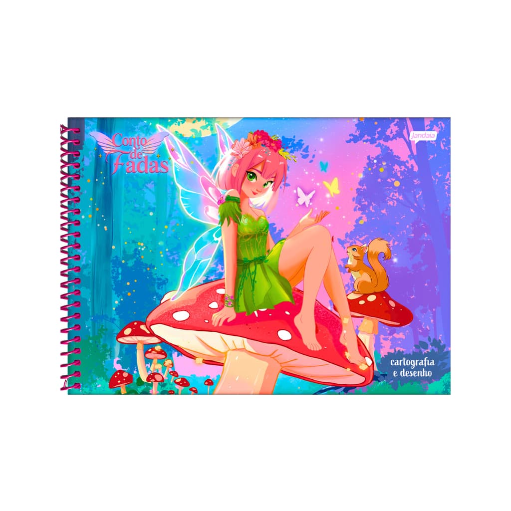Caderno De Desenho Universitário Conto De Fada 80 Folhas - JANDAIA Capa:Esquilo