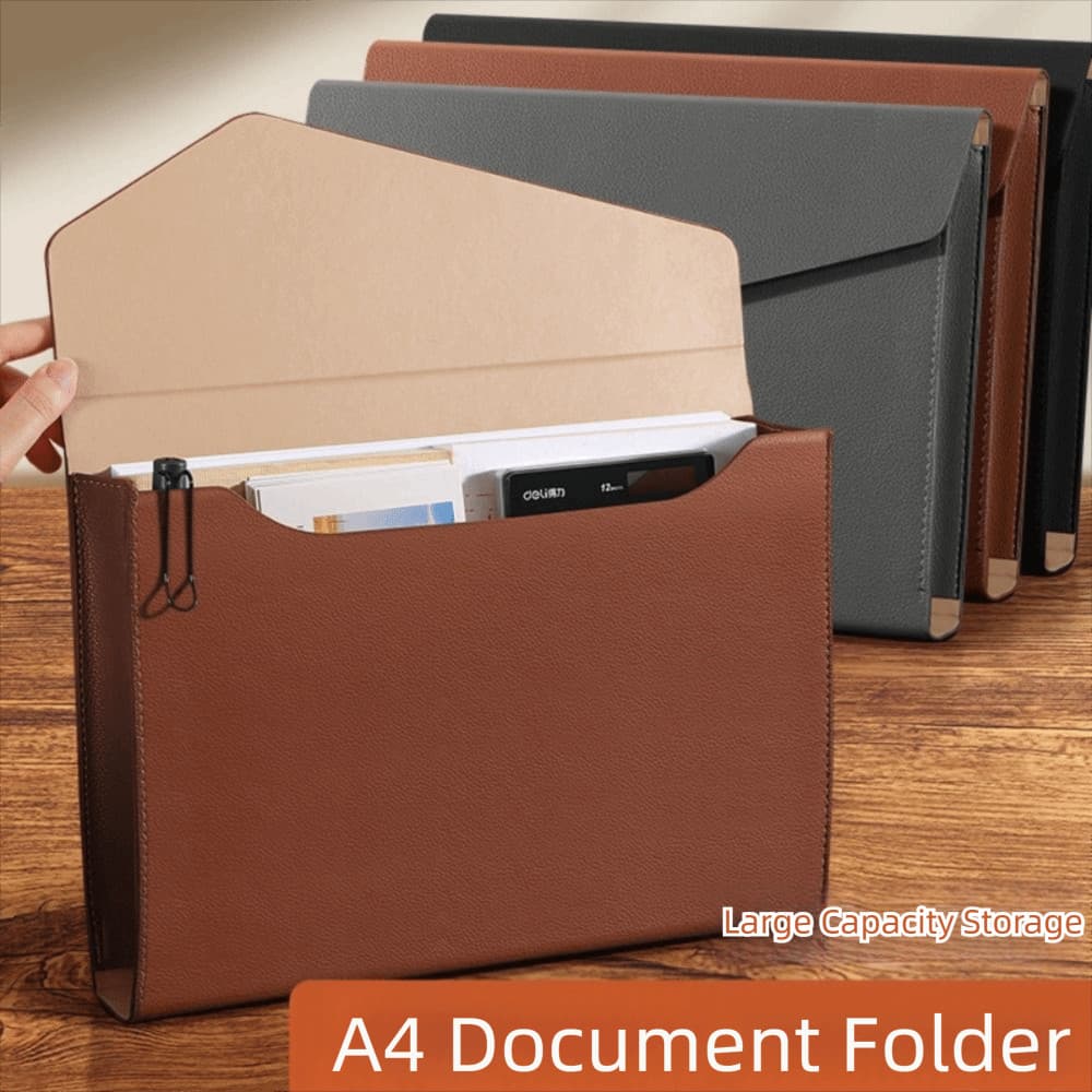 Pasta De Documentos ZHDYEB a4 , Bolsa De Arquivo De Couro PU À Prova D'água De Grande Capacidade , Arquivos Portátil