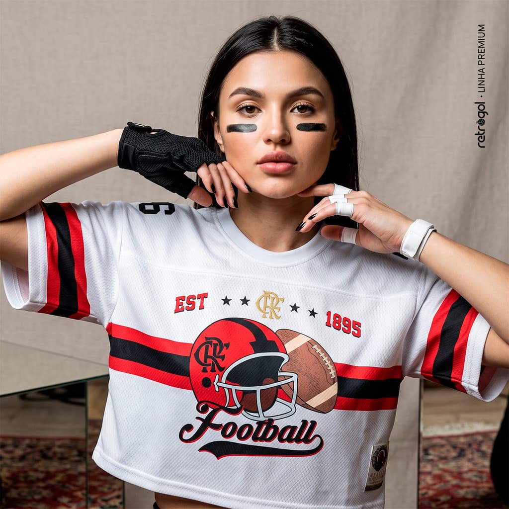 Cropped Flamengo NFL 1895 Branca Feminina