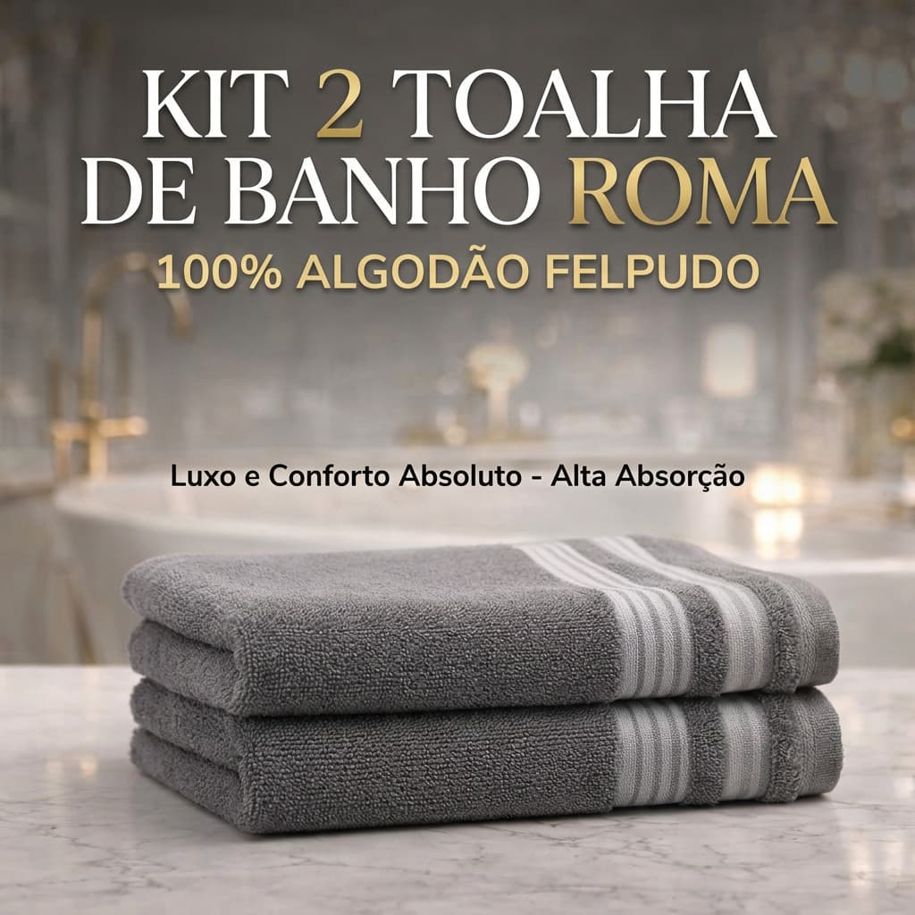 Kit 2 Toalha de Banho Roma 100% Algodão Felpudo