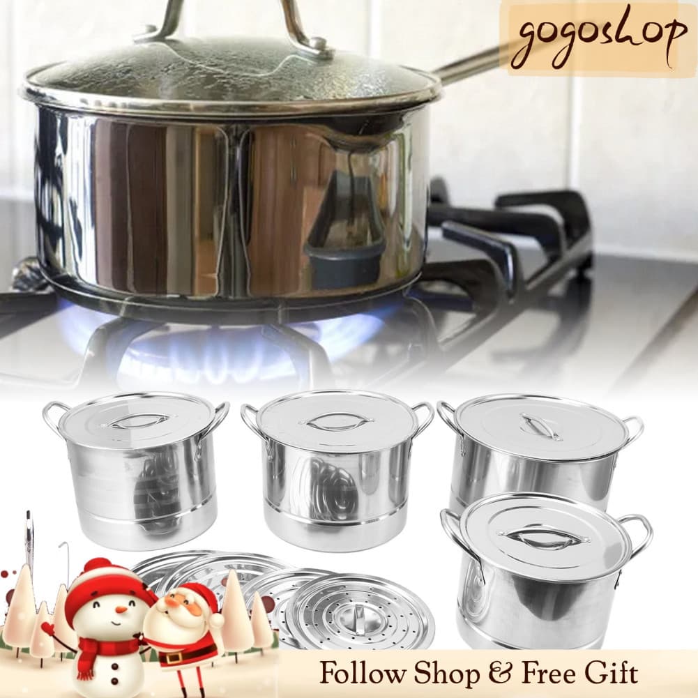 Gogoshopp-br Conjunto de panela de sopa de aço inoxidável, panelas premium com 4 panelas e 8 tampas para ferver,
