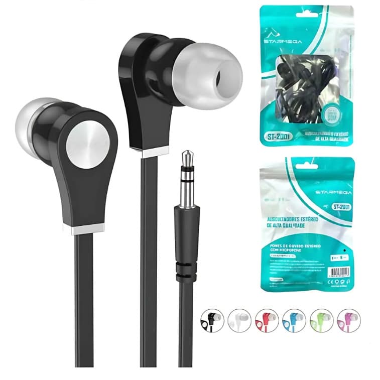 KIT 10 Unidades De Fones de Ouvido Com Fio Stereo Intra-Auricular - ST-2001 - Lion SHOP