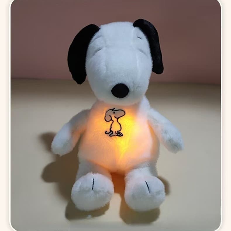 Snoopy Luz Respiratória Brilhante Calmante Brinquedo De Pelúcia Bebê sleep Aid Boneca Bonito Animal Crianças Dormir Comp