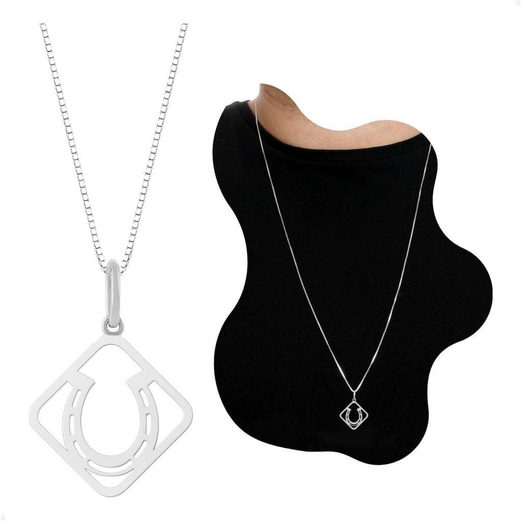 Colar Masculino Prata 925 Pingente Ferradura