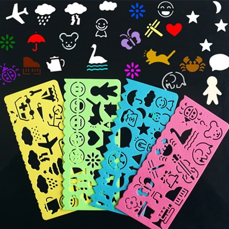 4 Peças/Conjunto Multifuncional de Régua para Desenho para Papelaria/Pintura/Arte Infantil