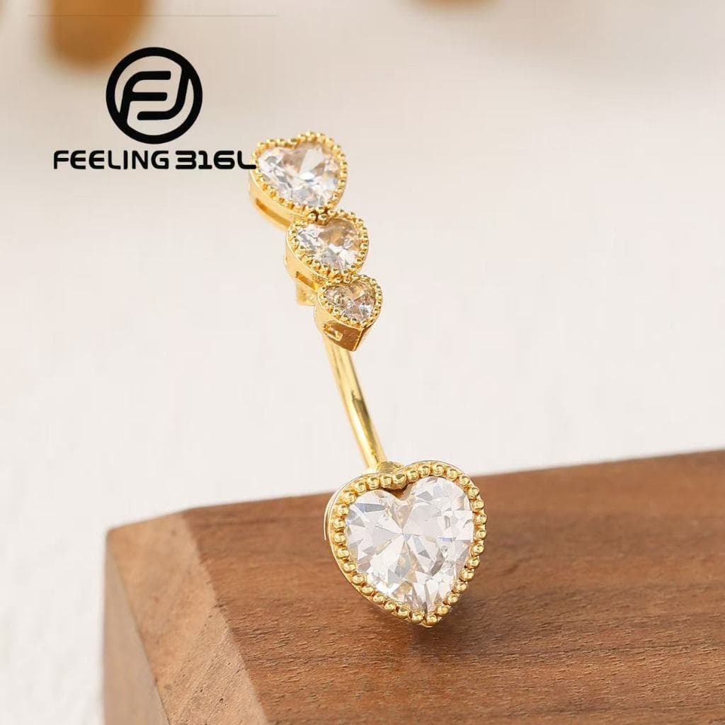 Piercing Umbigo Aço Inoxidável Flor de Ameixa Cravejada Zircônia