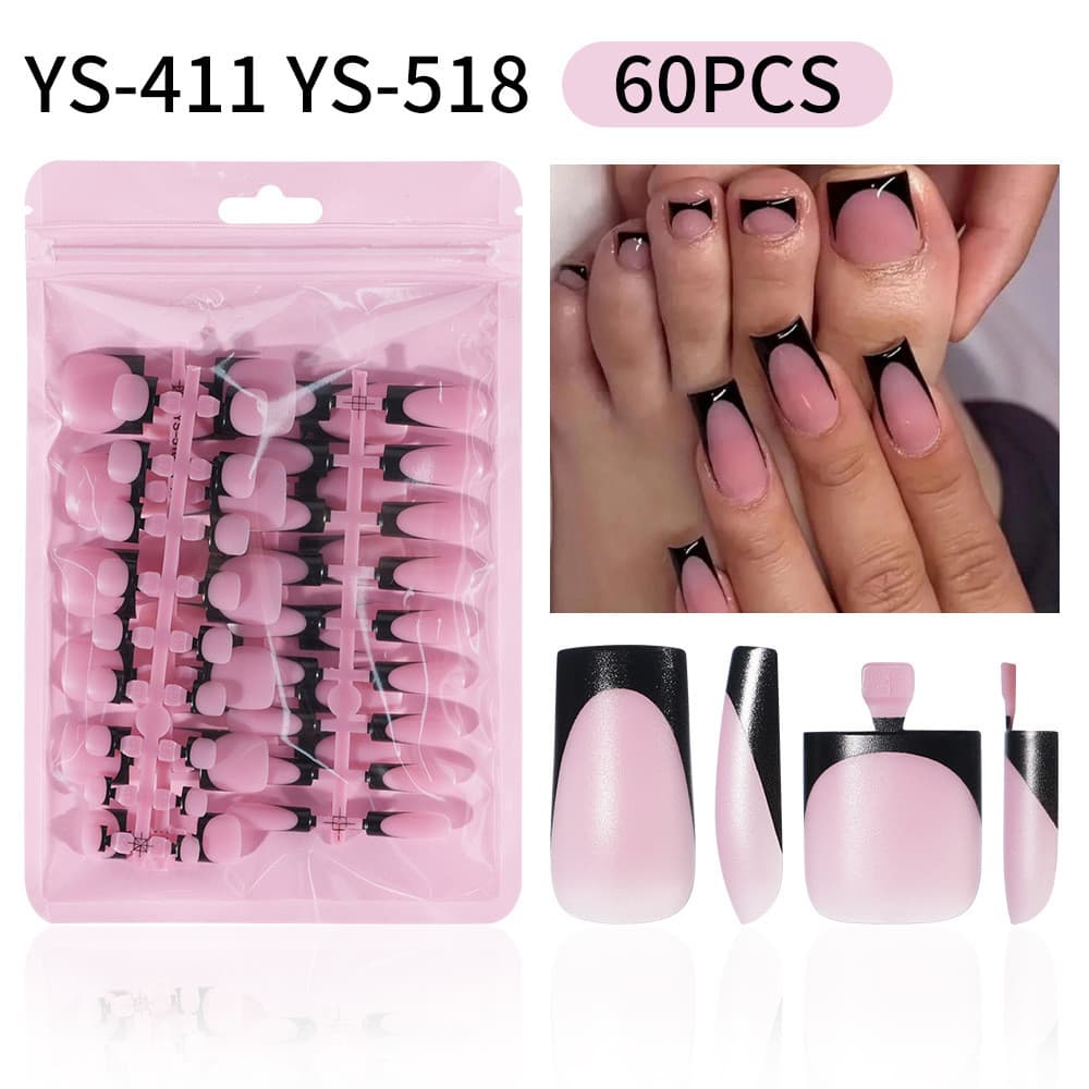 Nailpop Prensa Francesa Em Unhas , Conjunto De Mãos E Pés , 60 Peças , Verão , Cobertura Completa Fosca , Super Ajuste ,