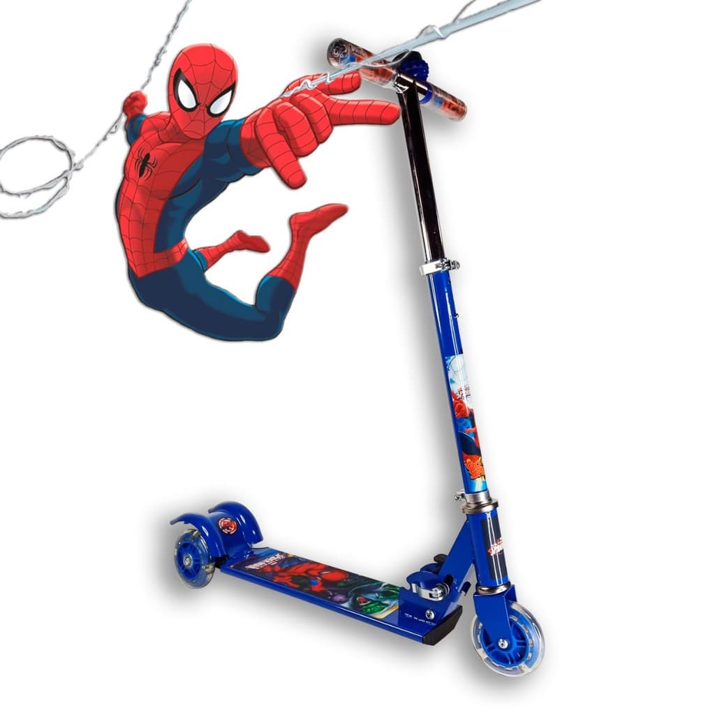PATINETE INFANTIL DE FERRO 3 RODAS COM LUZ - HOMEM ARANHA