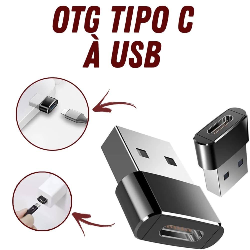 Kit com 2 Adaptadores USB Tipo C para USB