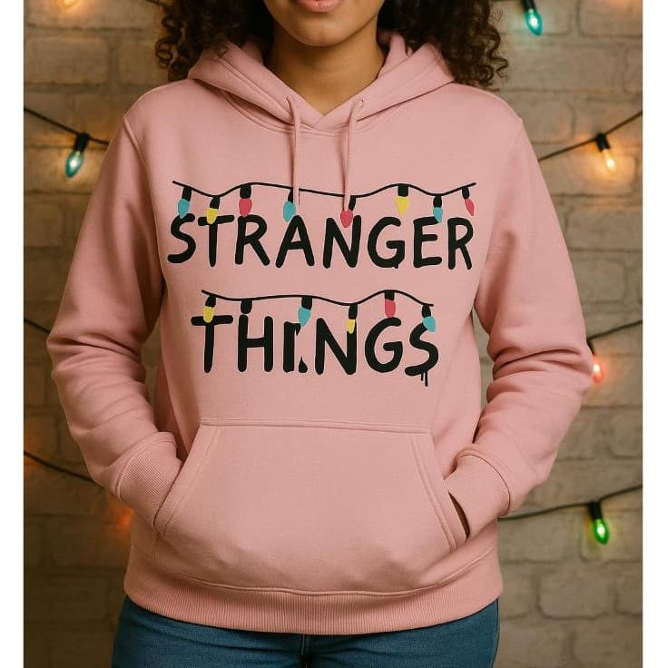 Moletom Canguru Com Capuz Stranger Things Varal De Luzes
