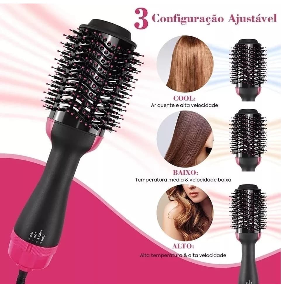 Escova Secadora Alisador Elétrica Quente Cabelo Com 2 Em1 Hair110/220v HOT