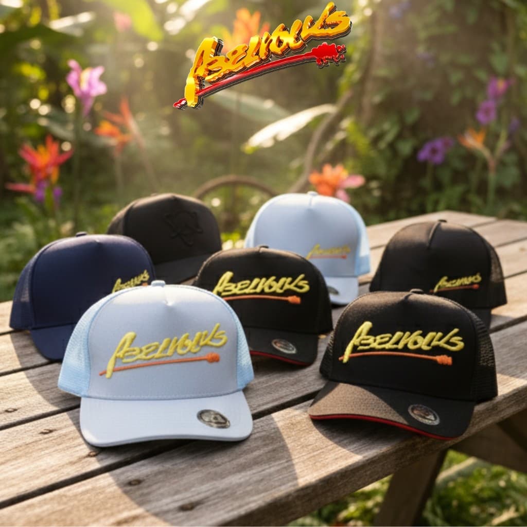 Boné Abelvolks Trucker Cap Bordado Streetwear Proteção Solar Logo Preto