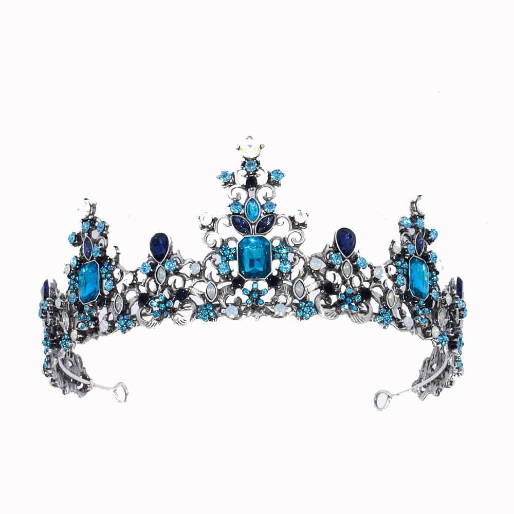 Coroa de Noiva Vintage Dourada Incrustada com Diamantes de Sete Cores, Coroa de Liga para Festa de Aniversário de Rainha
