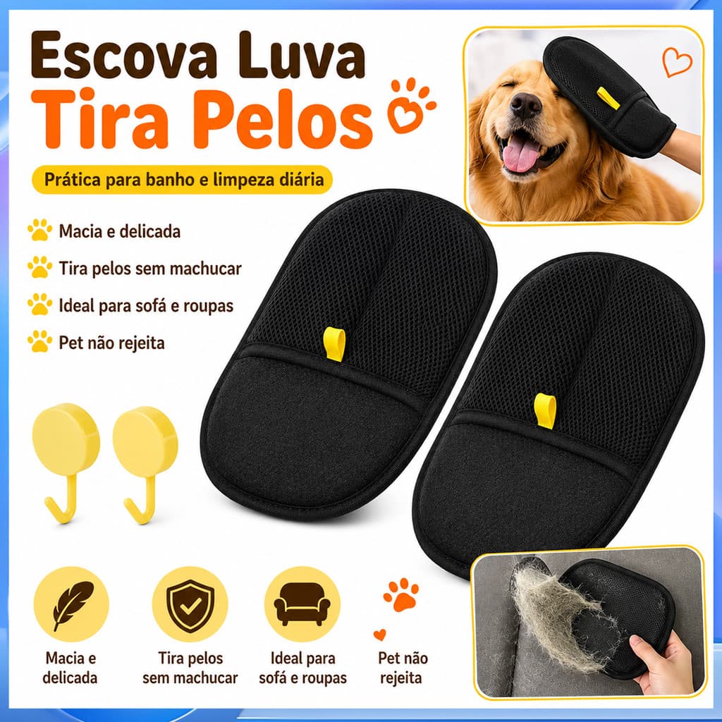 Luvas macias para remoção de pelos de animais de estimação, adequadas para a pele de animais de estimação, limpas, flutu