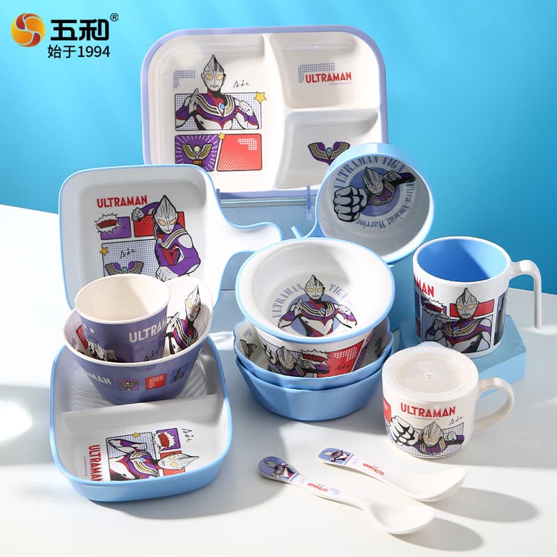Wuhe ultraman utensílios de mesa Diga ultraman tigela infantil copo infantil colher prato de jantar infantil menino
