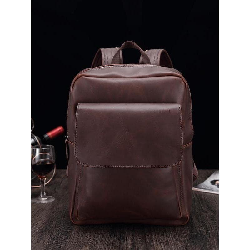 High-End mochila masculina saco de escola 47cm 53cm Commuter couro computador negócios Retro mochila Casual