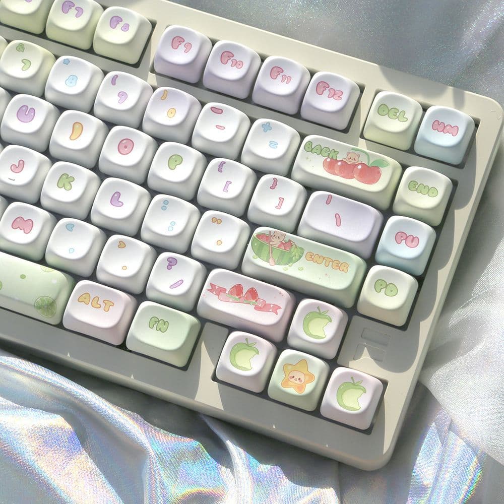 Fruits Paradise Keycap 120 Teclas MOA Profile PBT Keycaps Mecânicos De Sublimação De Tinta De Cinco Lados Cartoon Round