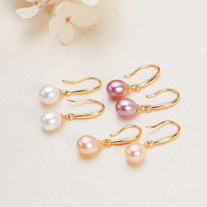 Atacado Brincos De Pérola Em Forma De Gota Elegante Simples Femininos De Água Doce
