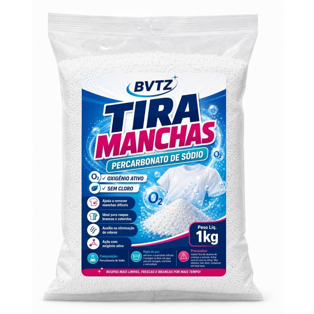 Tira Manchas Roupas Brancas Percarbonato de Sodio 100% Puro Granulado Branqueador Alvejante