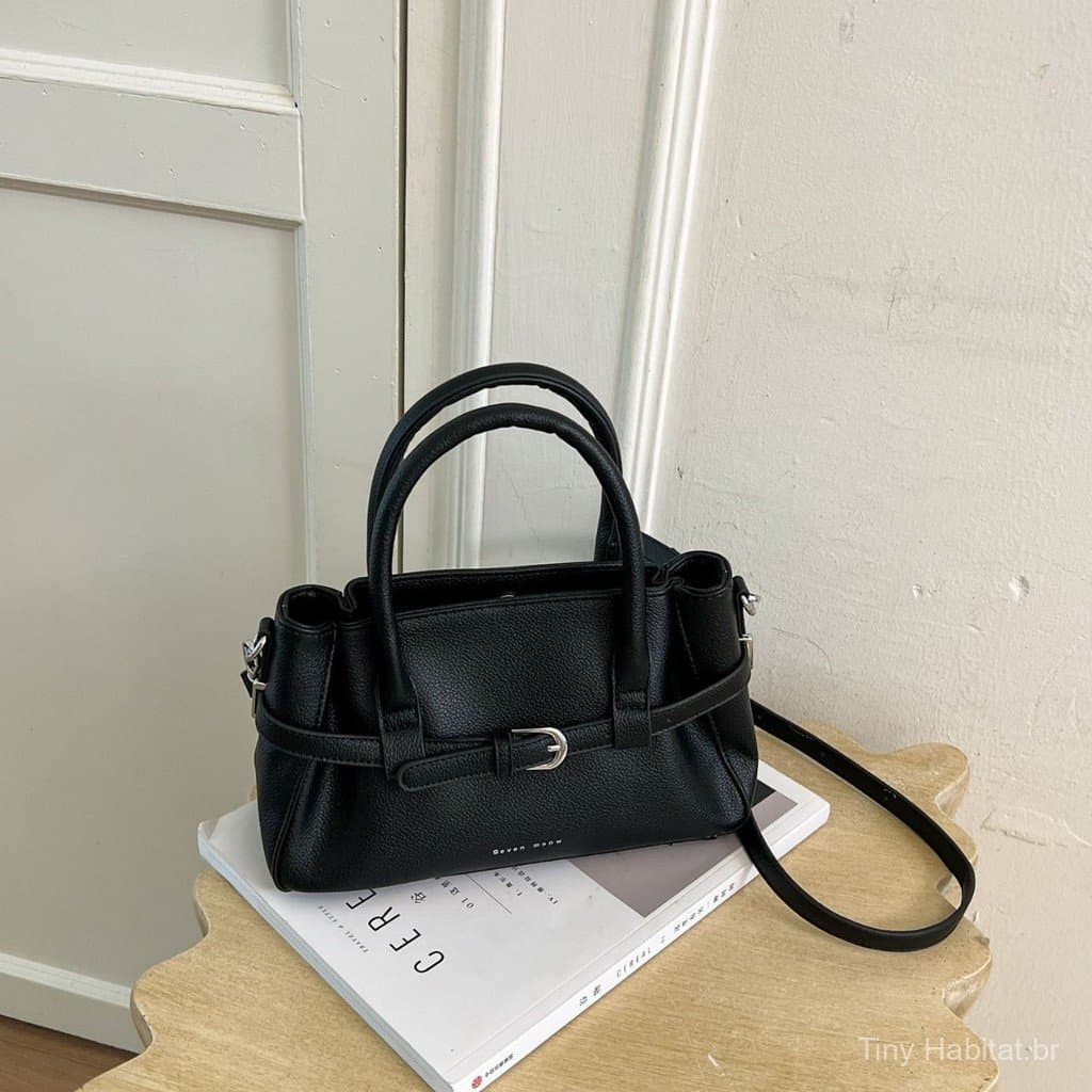 Bolsa Transversal Feminina Couro sintético Trabalho Casual com Zíper de Ombro para Trabalho e Praia e Uso Diário