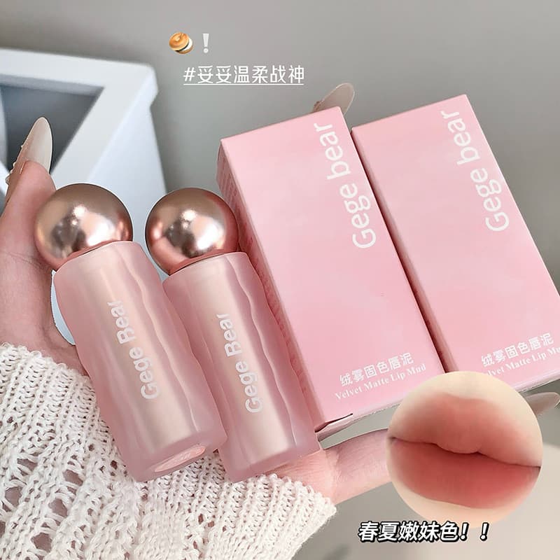 Gegebear veludo fosco cor fixa lama labial textura delicada veludo fosco fácil de colorir maquiagem bloqueio cor lábio M