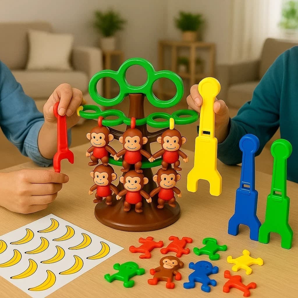 Jogo Pula Macaco Brinquedo Interativo Criança Montar Banana Chave Menino Menina Diversão Infantil