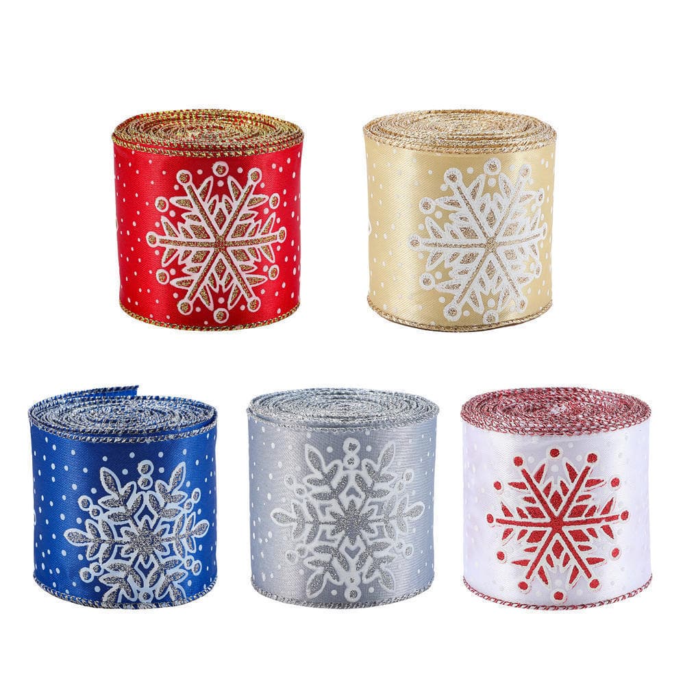 Fita De Floco De Neve De 2m Com Vermelho E Branco Brilhante Para Árvore De Natal , Guirlandas Embrulho De Presente
