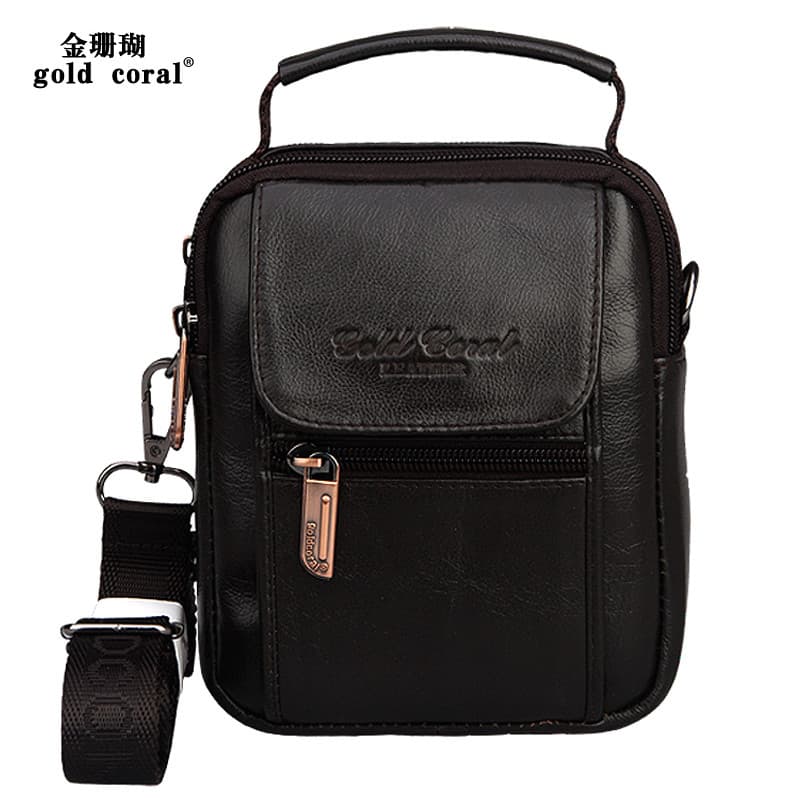 Bolsa de cintura Coral dourada masculina pequena bolsa de cintura Diagonal de um ombro 15cm bolsa para celular lazer ao