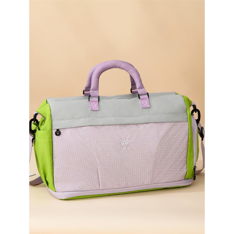 Bolsa de viagem de grande capacidade, cor contrastante, separação seca e molhada, bolsa mensageiro portátil, estilo de v
