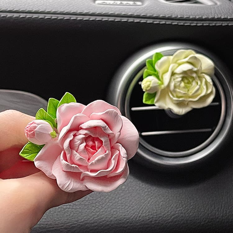 Fragrância automotiva para mulheres, decoração para ar condicionado de carro, difusor de flores de pedra, difusor de aro
