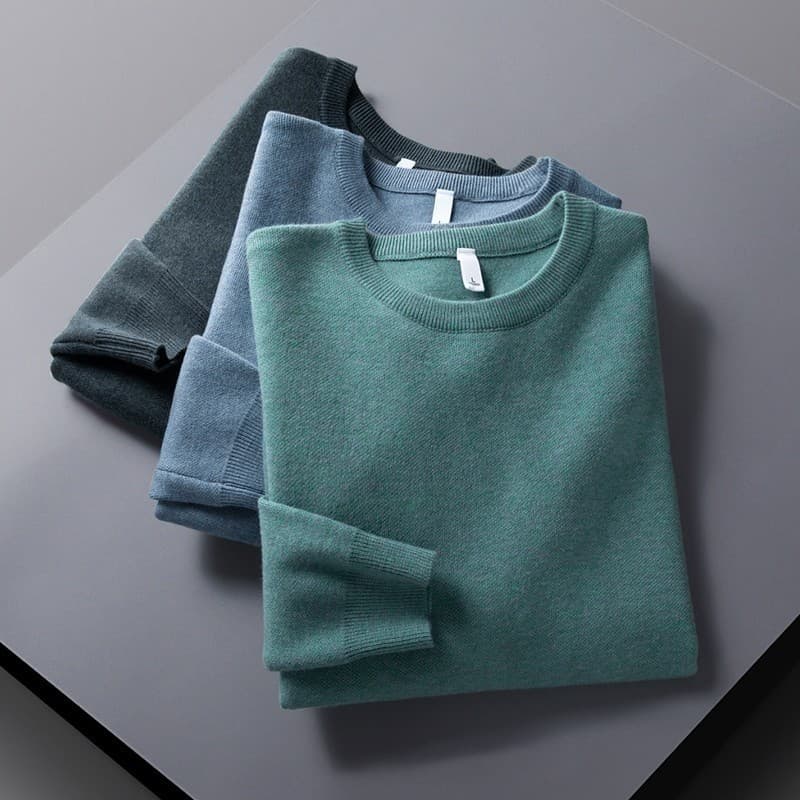 Suéter masculino com gola redonda, outono inverno, cor sólida, Slim fit, Casual, roupa interna masculina, primavera, out