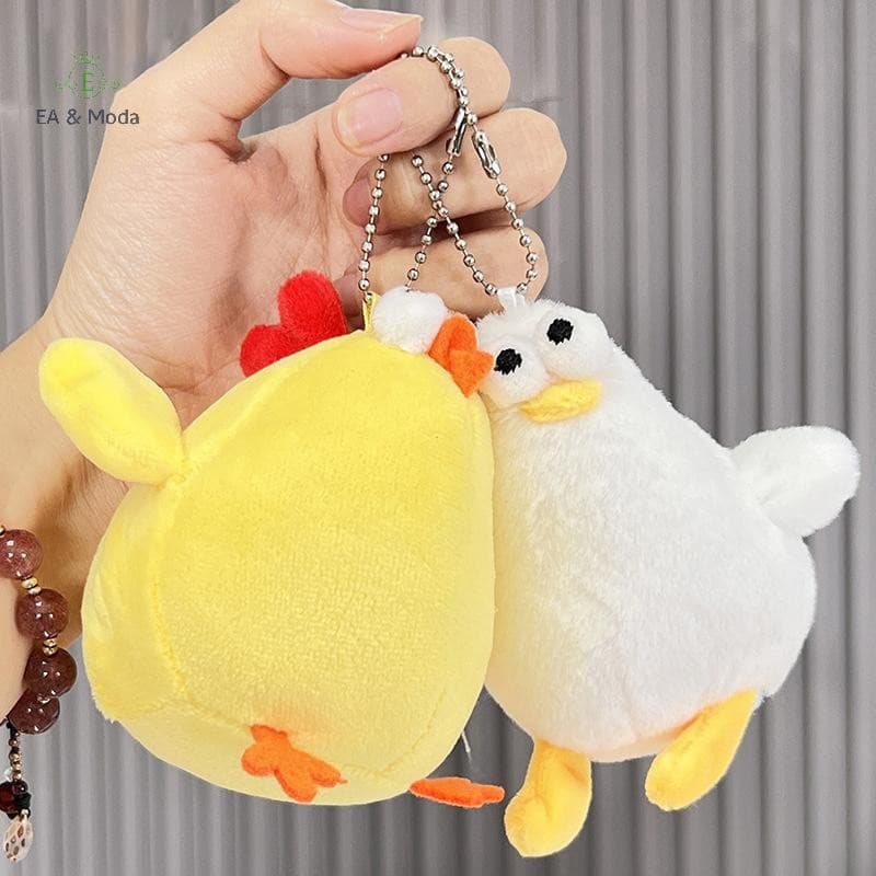 EA & Moda Bonito Agachamento Frango Boneca De Pelúcia Chaveiro Cheer Duck Bag Pingente Guindaste Máquina .