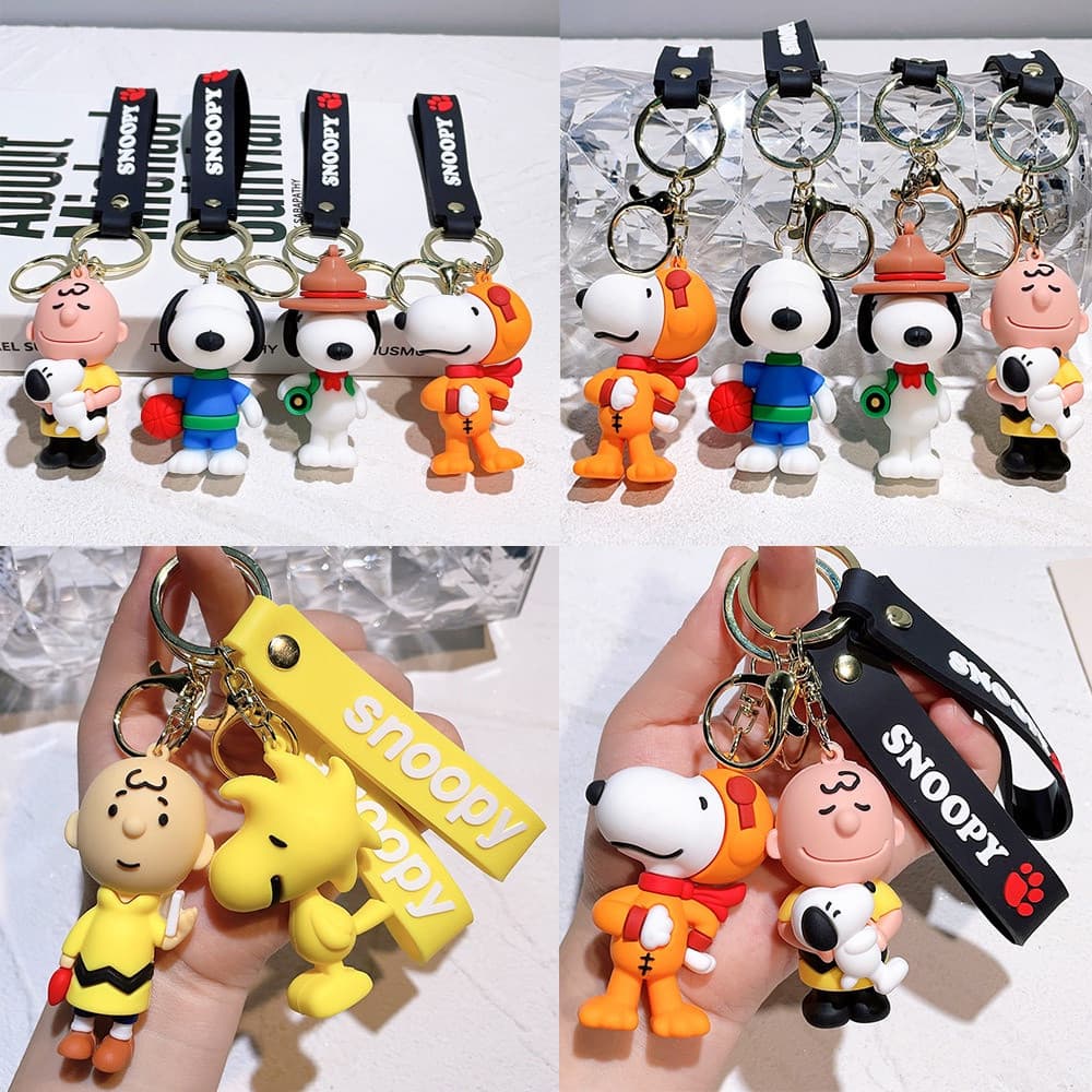 Chaveiro Snoopy Charlie Porta-Chaves De Bonecas De Desenho Animado Pingente Para Mochila De Carro