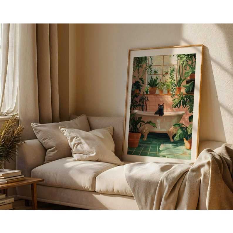 Quadro Decorativo Gato Na Banheira