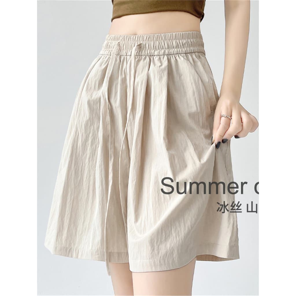 Shenzhen óleo do sul high-End roupas femininas de seda gelo Yamamoto Shorts feminino verão cintura alta solta Casual cal