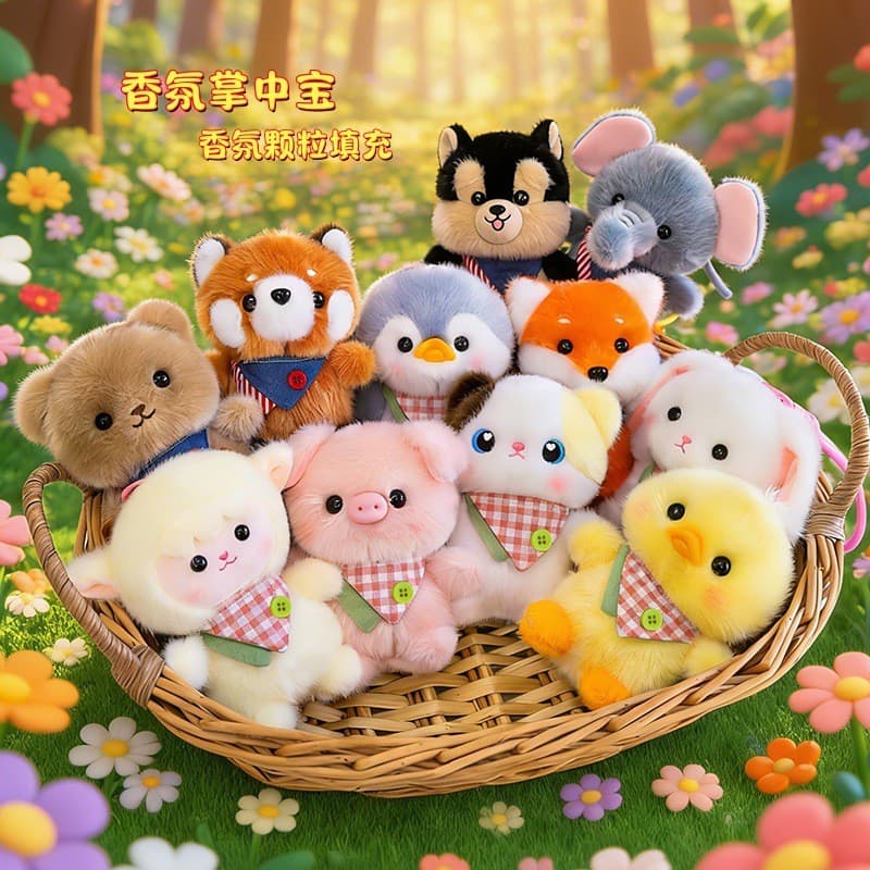 Bonito bonito fragrância palma bebê pinguim guaxinim brinquedo de pelúcia boneca filhote de cachorro chaveiro Ragdoll bo