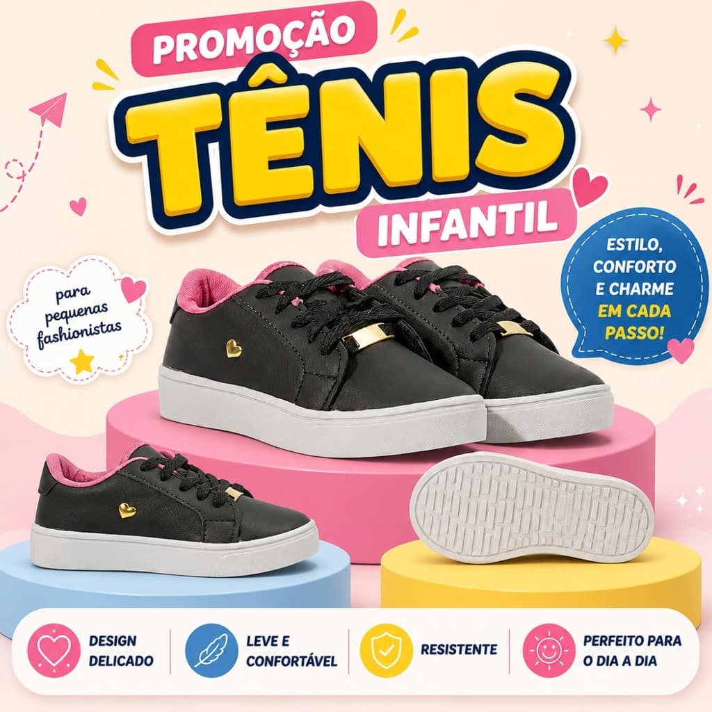 Tênis Infantil Feminino Branco Com Acabamento Dourado Estilo Moderno Elegante E Sofisticado