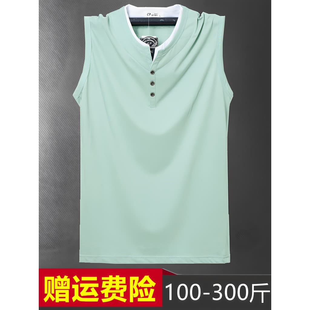 Moda homem gordo sem mangas Plus Size camiseta masculina rufião estilo bonito capa solta barriga topo puro algodão espor