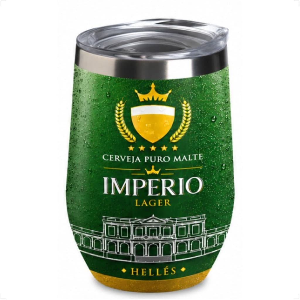 Copo Cuia Térmico Inox Tampa Acrílica 350ml Cerveja Verde Lager