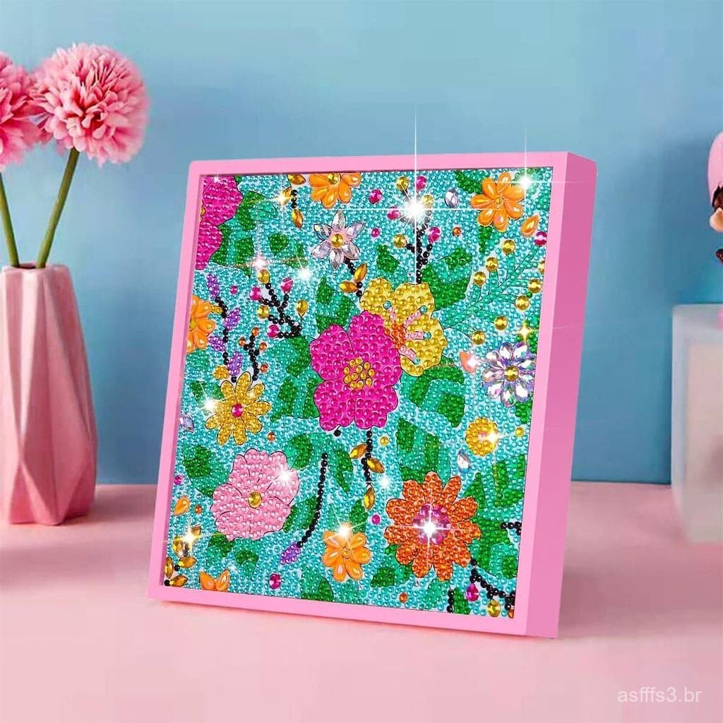 Kits de Pintura em Diamante ZUYUSUT Blossomy Flower para Crianças com Moldura de Madeira, Artesanato para Meninas, Kits