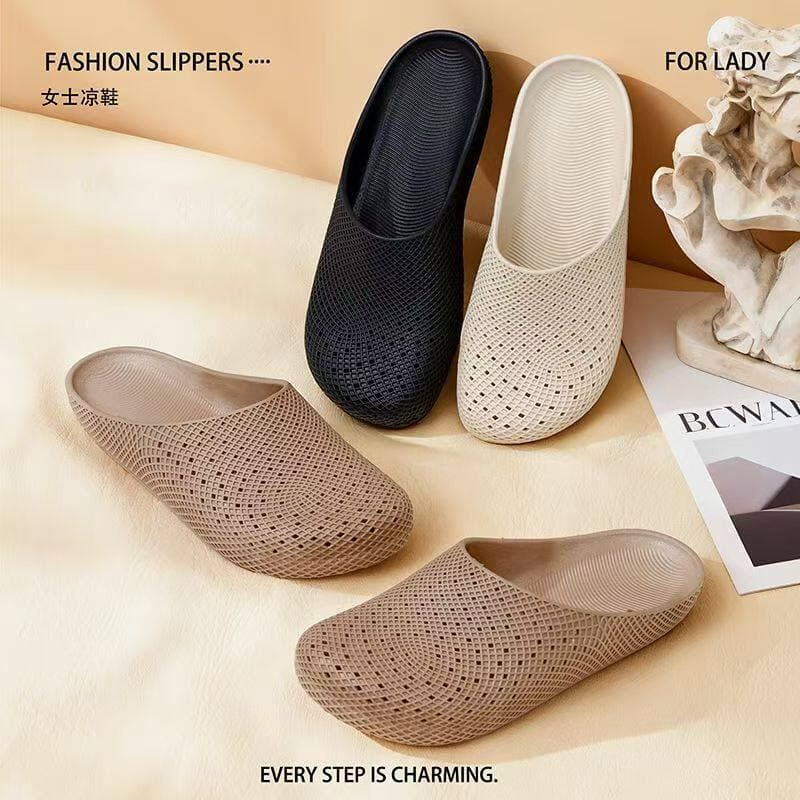 Verão novo estilo senhoras Baotou chinelos antiderrapante sola macia interior casa sandálias de banho respirável chinelo
