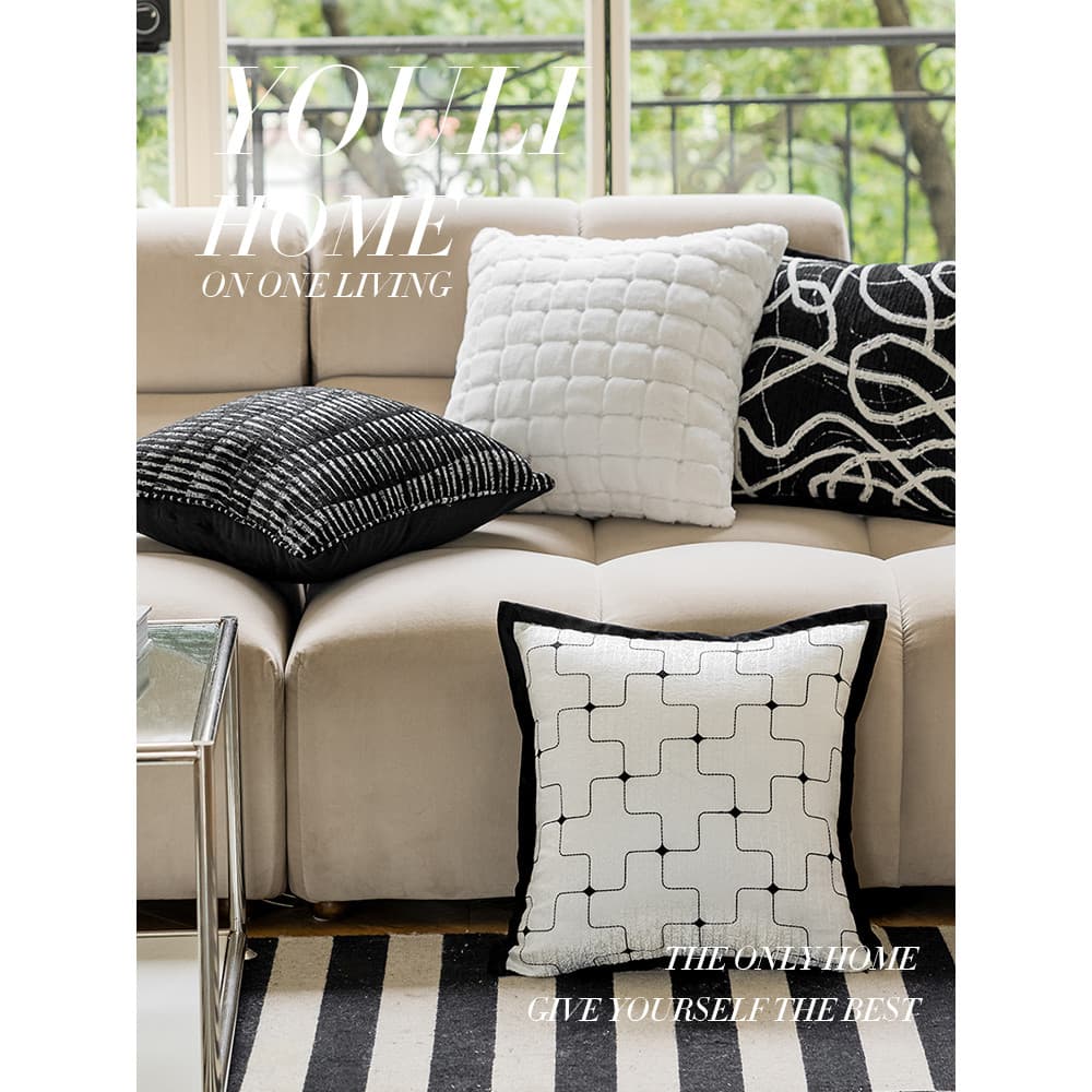 Luz francesa luxo Premium preto branco ins almofada Retro xadrez fronha cama travesseiro sofá americano