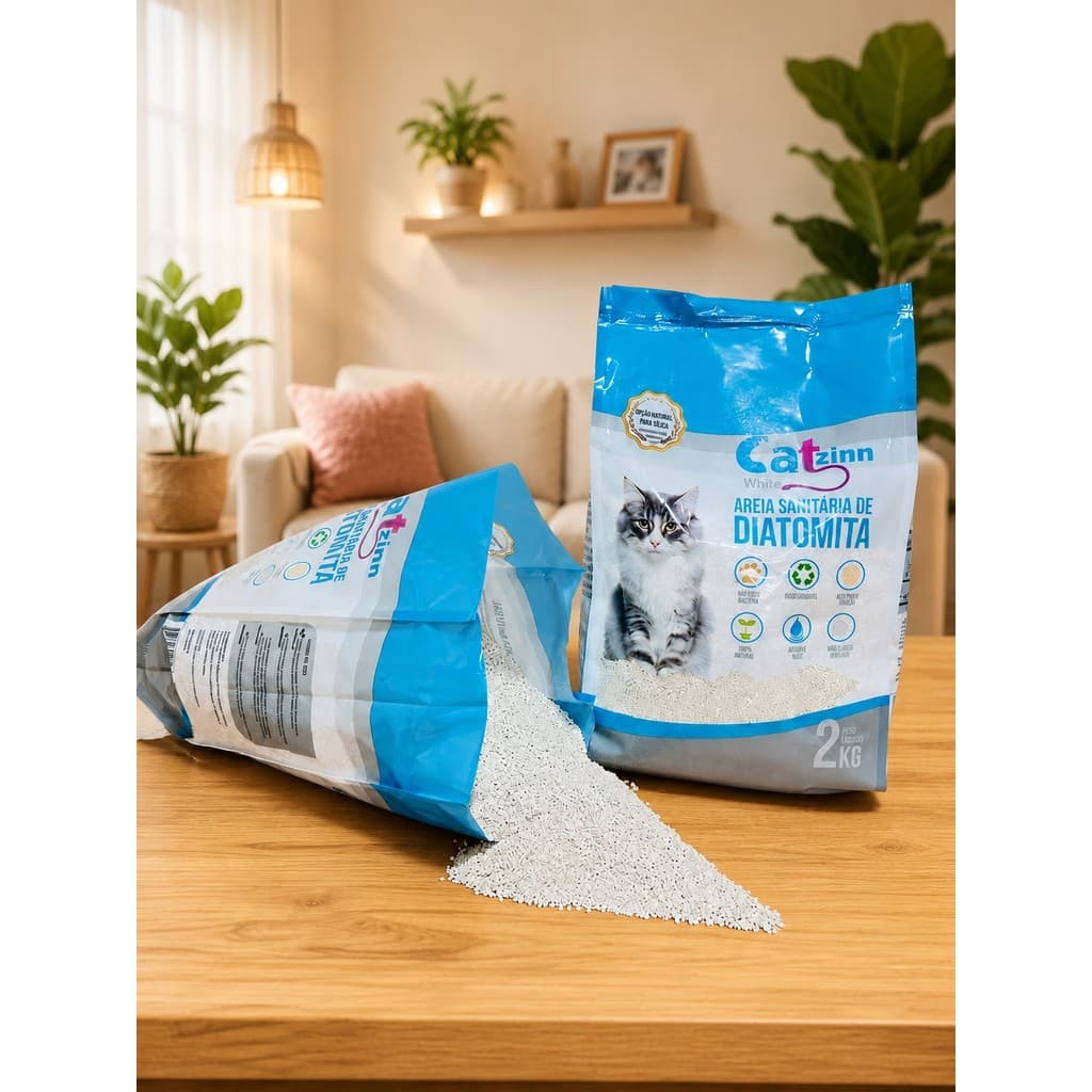 Areia Granulado Sanitaria Pedra/Pedrinha Branca Fina 100% Natural 2Kg Catzinn Sensitive Diatomita