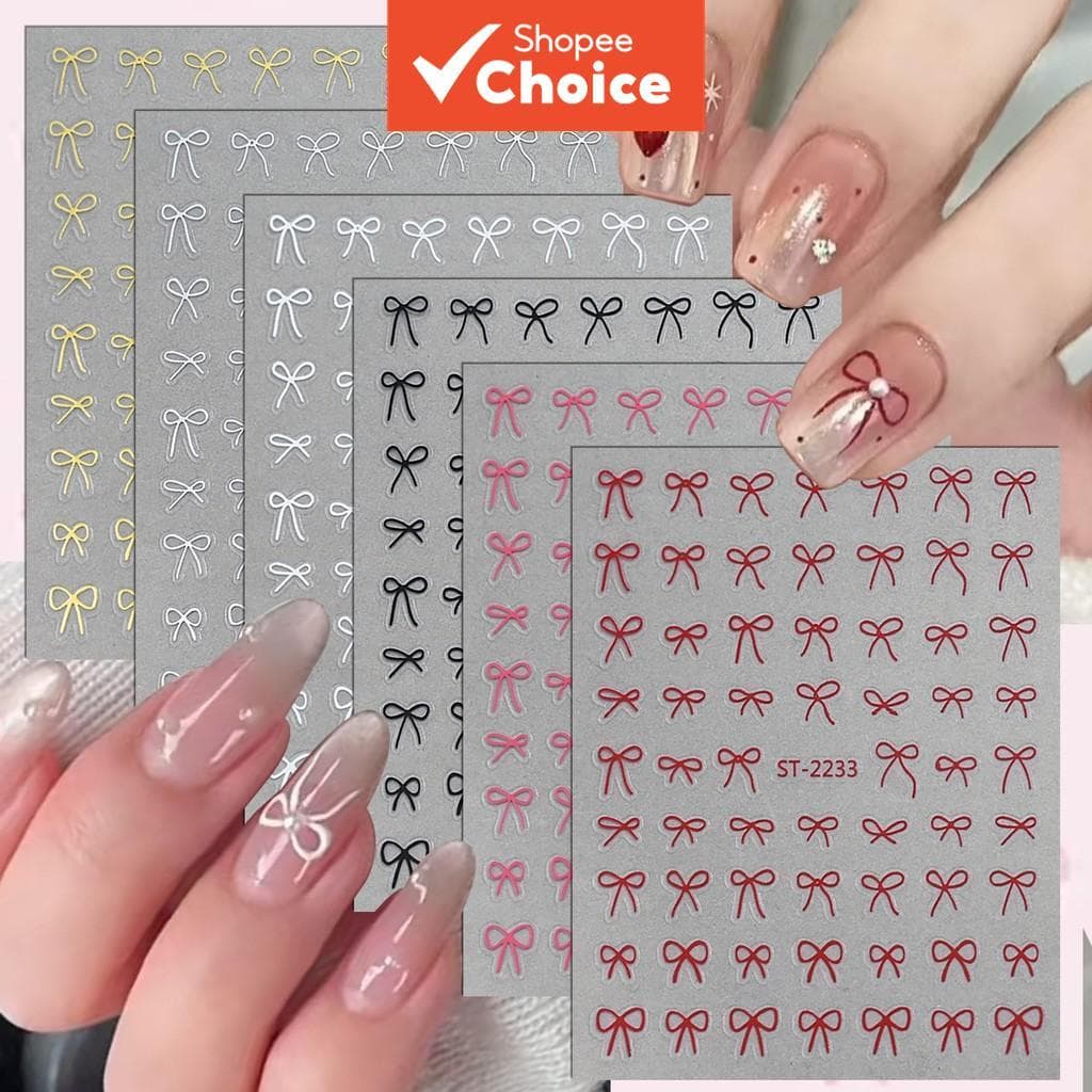 3/6/12 Folhas de Adesivos de Unhas 3D com Laço, Decalques de Contorno de Mini Fita, Transparentes Autoadesivos, Design