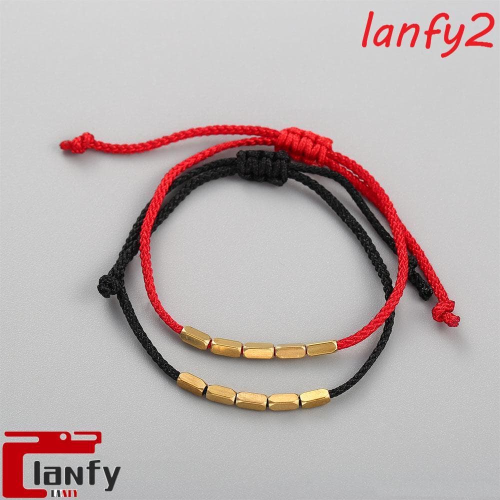 LANFY Pulseira Presentes Para Amantes Simples Artesanal Contas De Cobre Corda Fio De Cera Nós Budista Tibetano Jóias De