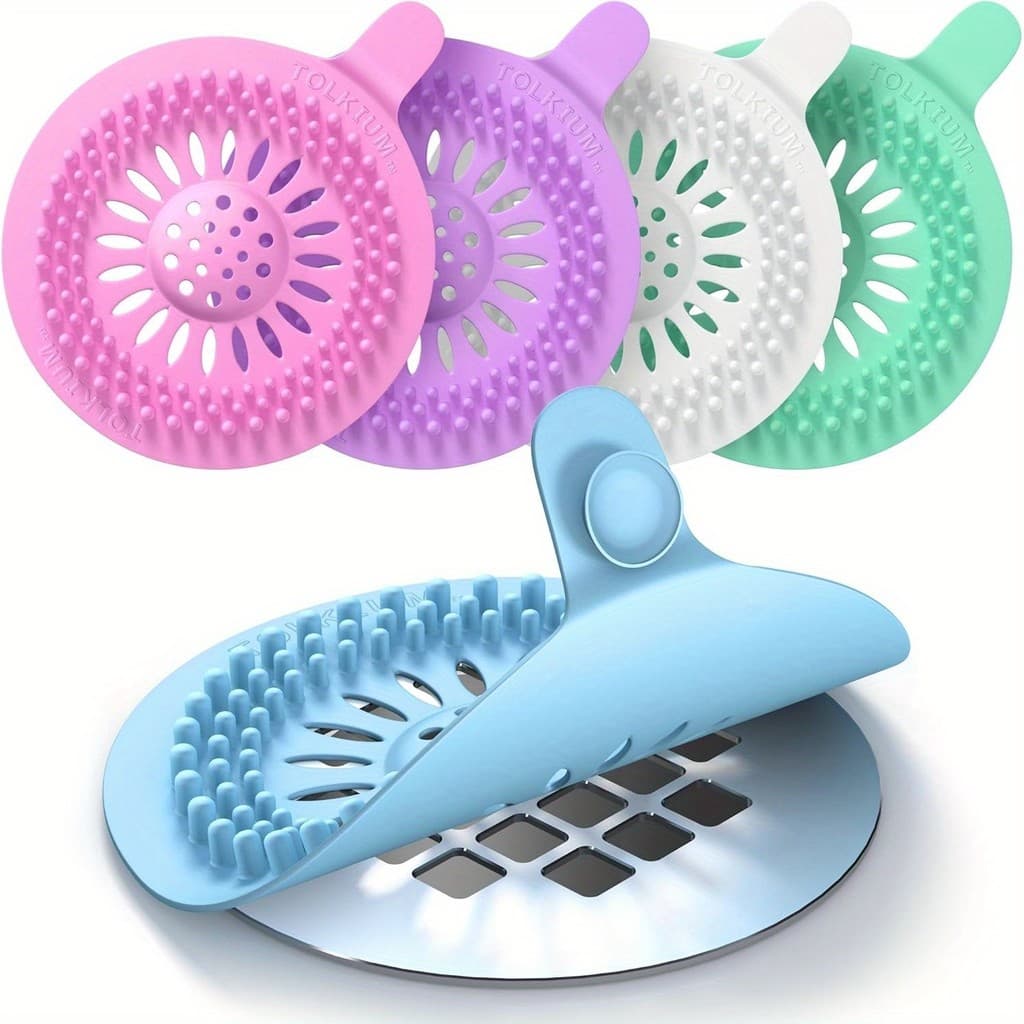 Pacote Com 5-Silicone Durável Como Tampa De Ralo De Chuveiro Coletor De Cabelo Para Banho , Pia , E Banheira-Capa De Dre