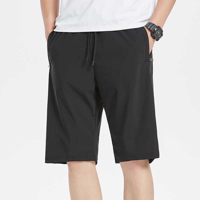 Shorts de seda gelo masculino verão fino de secagem rápida calças de seis pontos solto tamanho grande esportes casuais c